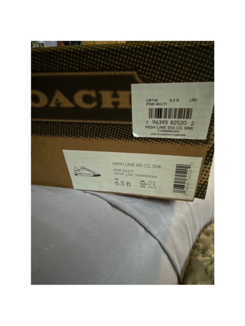 NEW Coach High Line CBT39 Powder Pink Signature Sneakers Size 6.5 NIB - Picture 10 of 10